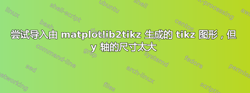 尝试导入由 matplotlib2tikz 生成的 tikz 图形，但 y 轴的尺寸太大