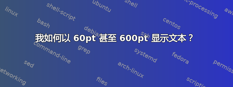 我如何以 60pt 甚至 600pt 显示文本？