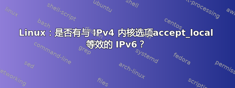 Linux：是否有与 IPv4 内核选项accept_local 等效的 IPv6？