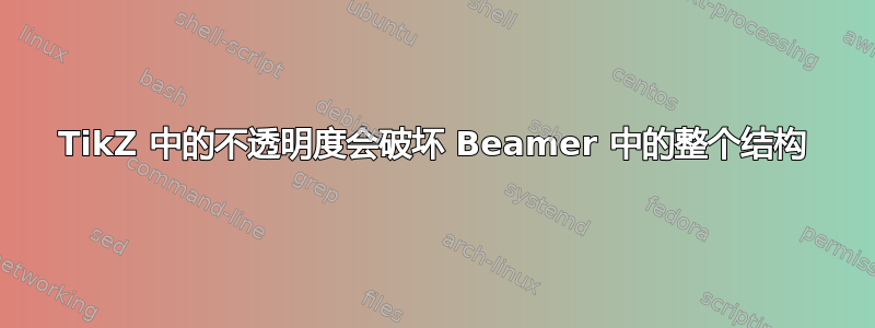 TikZ 中的不透明度会破坏 Beamer 中的整个结构