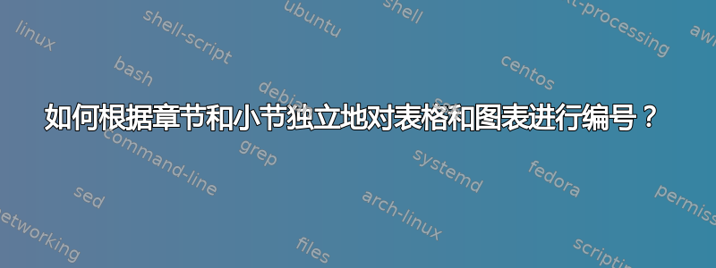 如何根据章节和小节独立地对表格和图表进行编号？