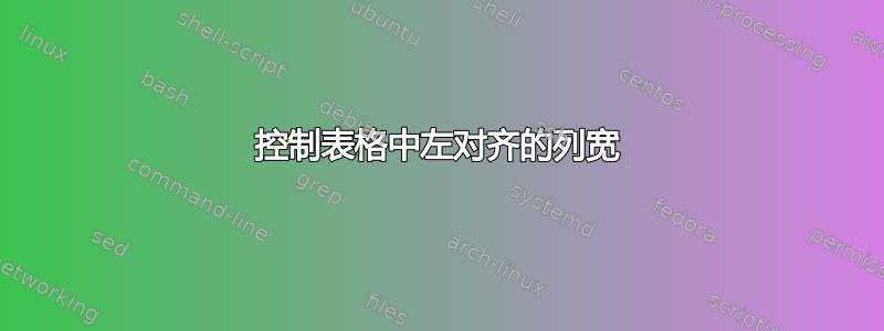 控制表格中左对齐的列宽