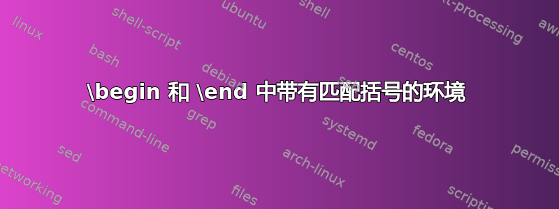 \begin 和 \end 中带有匹配括号的环境