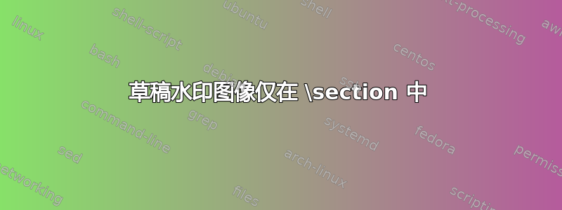 草稿水印图像仅在 \section 中