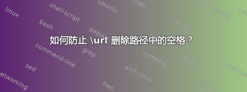 如何防止 \url 删除路径中的空格？