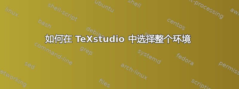 如何在 TeXstudio 中选择整个环境