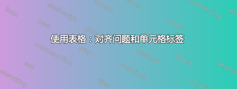 使用表格：对齐问题和单元格标签