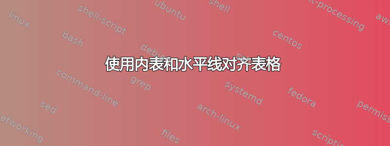 使用内表和水平线对齐表格