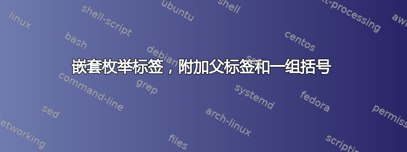 嵌套枚举标签，附加父标签和一组括号