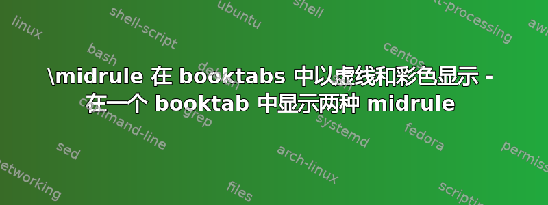 \midrule 在 booktabs 中以虚线和彩色显示 - 在一个 booktab 中显示两种 midrule