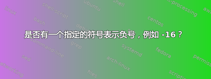 是否有一个指定的符号表示负号，例如 -16？