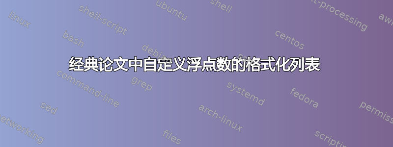 经典论文中自定义浮点数的格式化列表