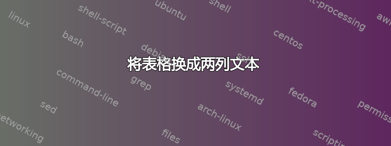 将表格换成两列文本