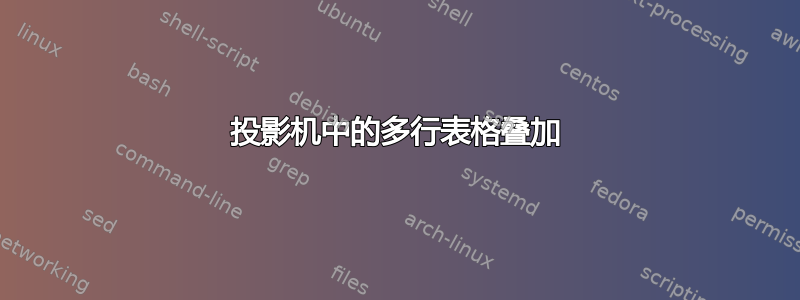 投影机中的多行表格叠加