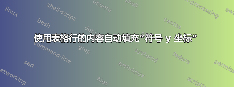 使用表格行的内容自动填充“符号 y 坐标”