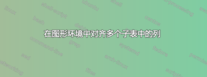 在图形环境中对齐多个子表中的列