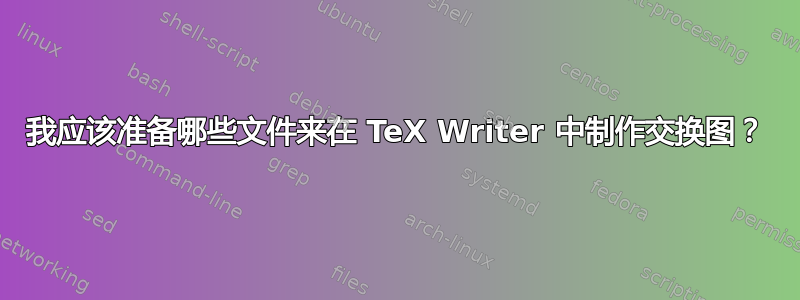 我应该准备哪些文件来在 TeX Writer 中制作交换图？