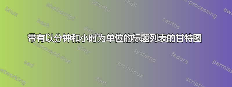 带有以分钟和小时为单位的标题列表的甘特图