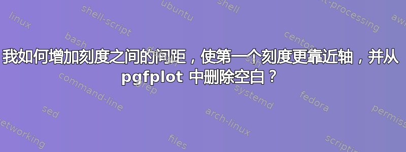 我如何增加刻度之间的间距，使第一个刻度更靠近轴，并从 pgfplot 中删除空白？