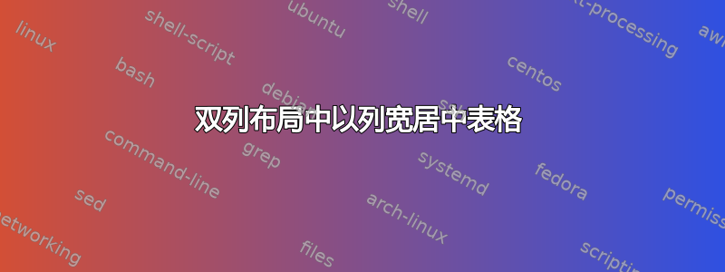 双列布局中以列宽居中表格