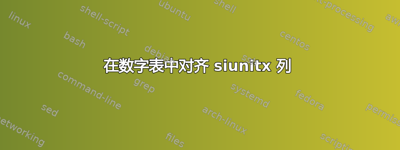 在数字表中对齐 siunitx 列