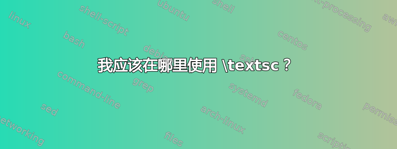 我应该在哪里使用 \textsc？