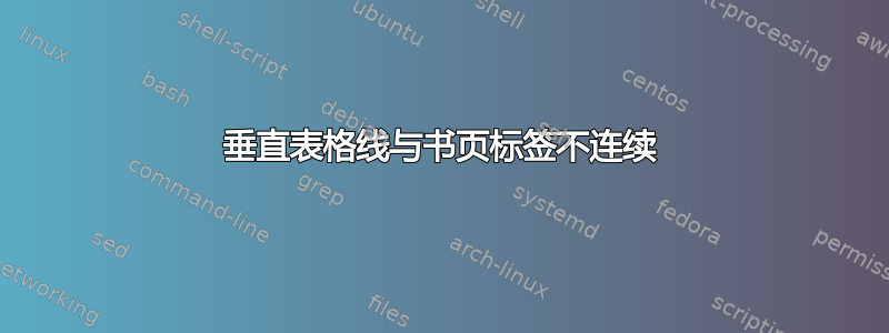 垂直表格线与书页标签不连续