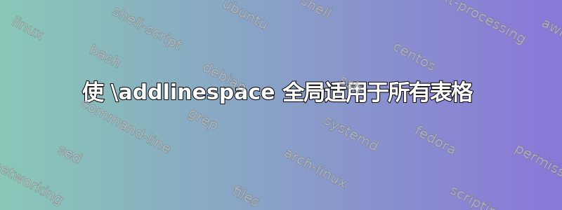 使 \addlinespace 全局适用于所有表格