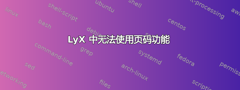 LyX 中无法使用页码功能