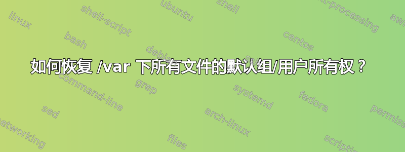 如何恢复 /var 下所有文件的默认组/用户所有权？