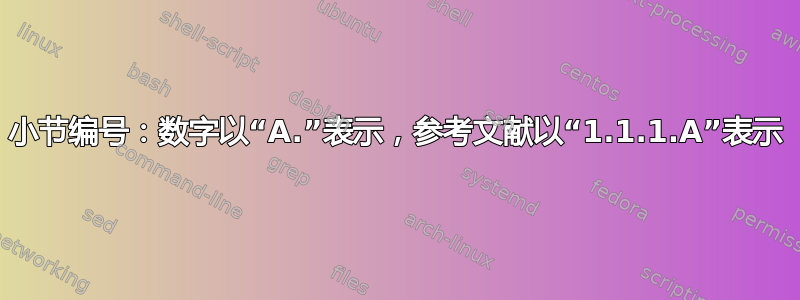 小节编号：数字以“A.”表示，参考文献以“1.1.1.A”表示