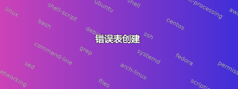 错误表创建