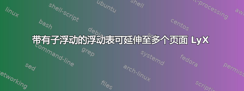 带有子浮动的浮动表可延伸至多个页面 LyX