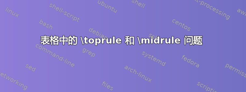 表格中的 \toprule 和 \midrule 问题