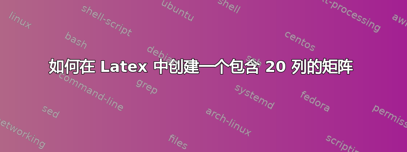 如何在 Latex 中创建一个包含 20 列的矩阵