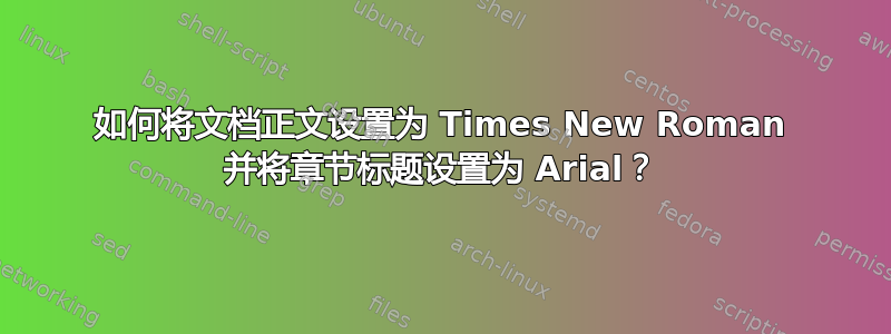 如何将文档正文设置为 Times New Roman 并将章节标题设置为 Arial？