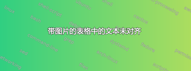 带图片的表格中的文本未对齐