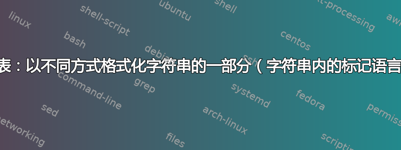 列表：以不同方式格式化字符串的一部分（字符串内的标记语言）