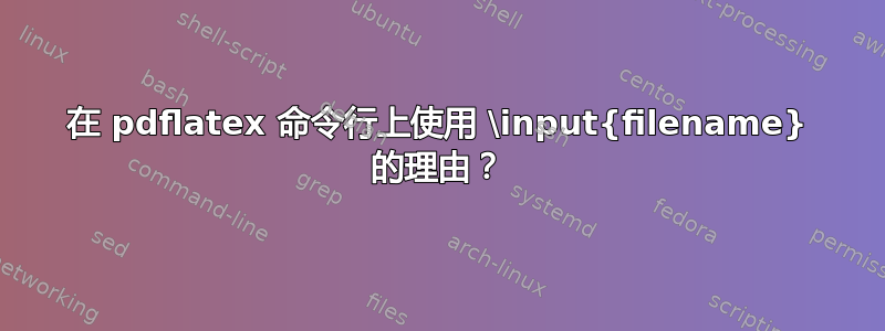 在 pdflatex 命令行上使用 \input{filename} 的理由？