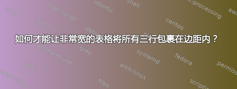 如何才能让非常宽的表格将所有三行包裹在边距内？