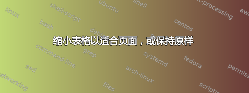 缩小表格以适合页面，或保持原样