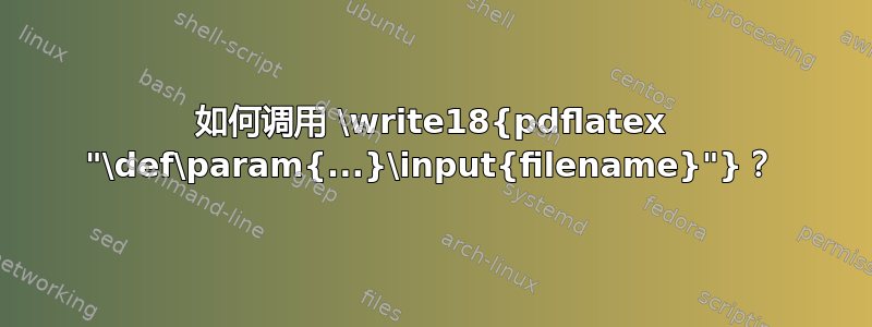 如何调用 \write18{pdflatex "\def\param{...}\input{filename}"}？