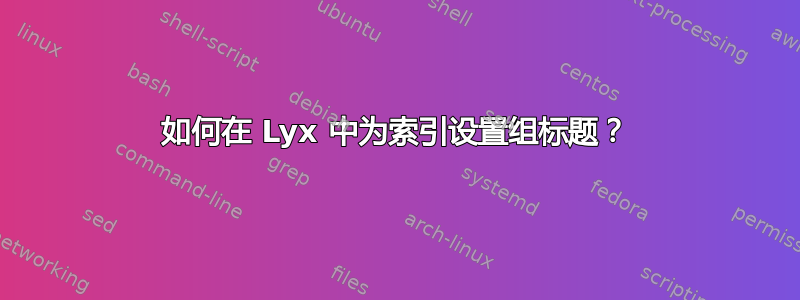 如何在 Lyx 中为索引设置组标题？