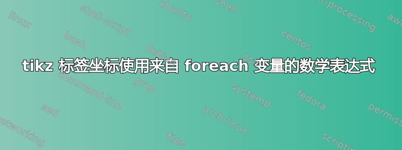 tikz 标签坐标使用来自 foreach 变量的数学表达式