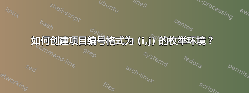 如何创建项目编号格式为 (i,j) 的枚举环境？