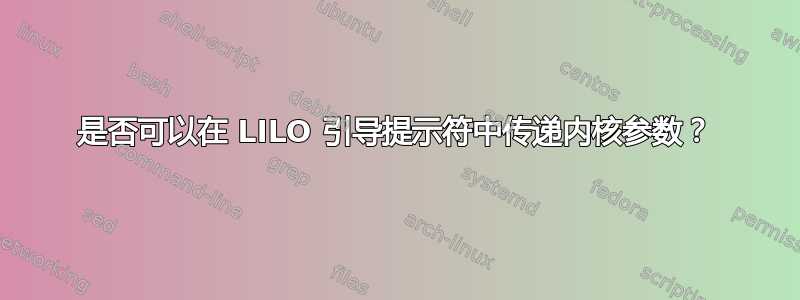 是否可以在 LILO 引导提示符中传递内核参数？