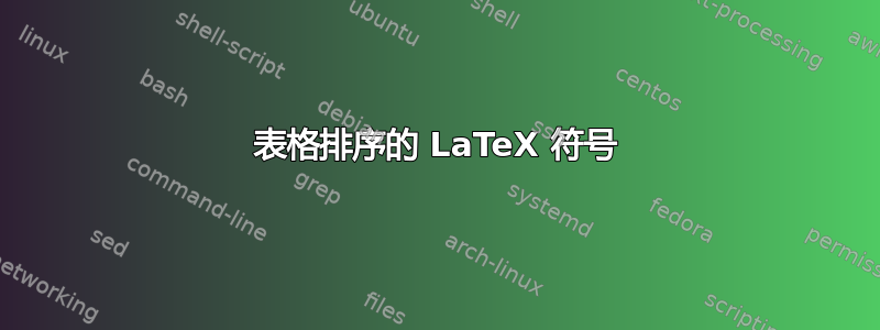 表格排序的 LaTeX 符号