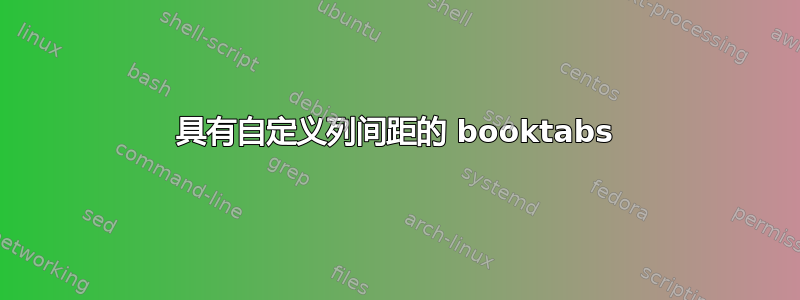 具有自定义列间距的 booktabs