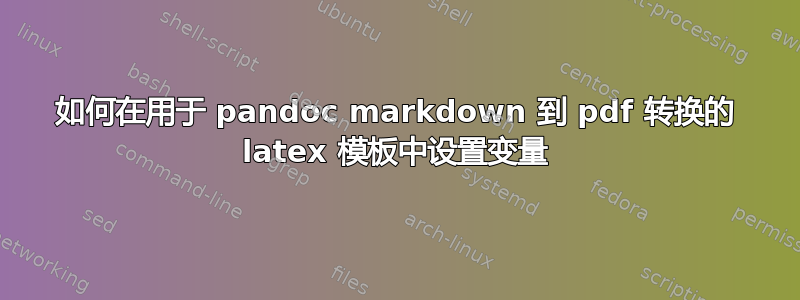 如何在用于 pandoc markdown 到 pdf 转换的 latex 模板中设置变量