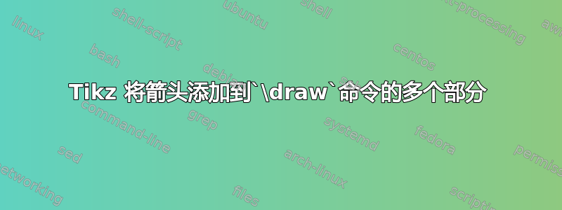 Tikz 将箭头添加到`\draw`命令的多个部分